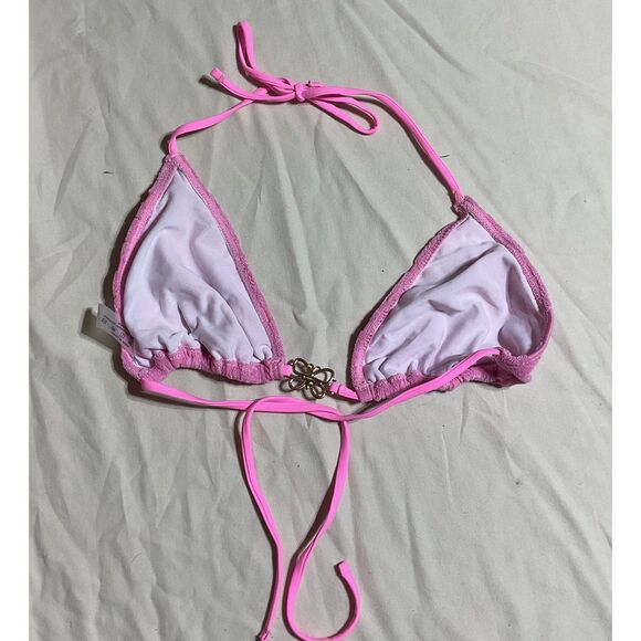 Pink Triangle Halter Bikini Set - Tie Side Swimwear - Picture 5 of 7